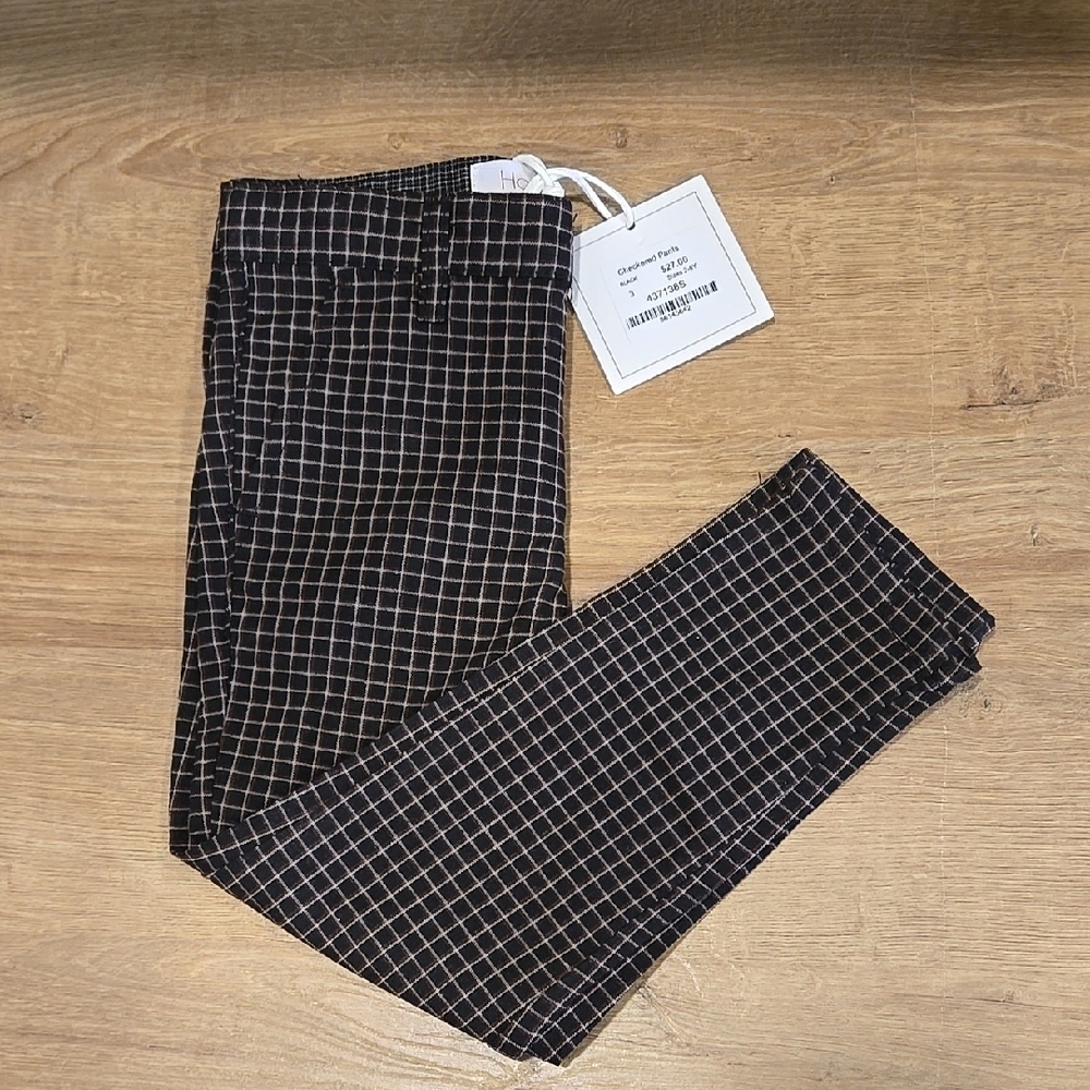 Formal Black and Brown Checkered Bottoms